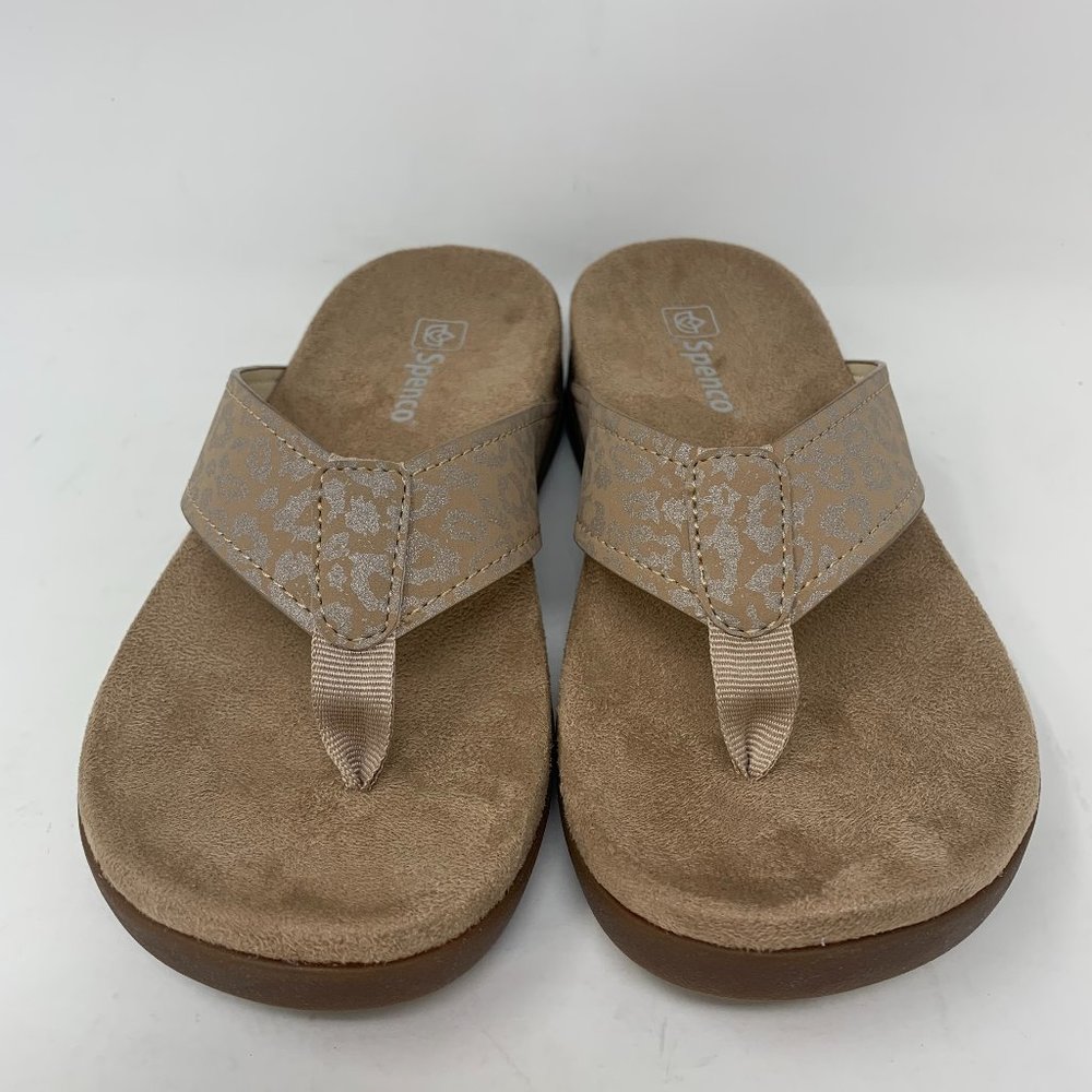 Spenco Women's Thong Sandal Beige Floral Print Size 5 1/2 Medium